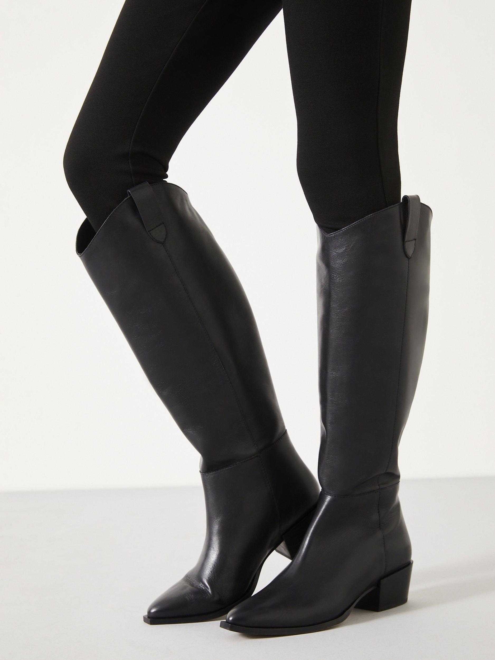 Product image 5 of 5, which shows HUSH Hailey Leather Western Knee Boot, Black, 5