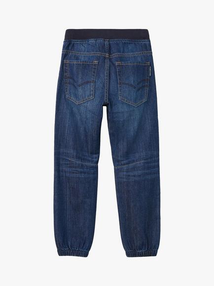 Polarn O. Pyret Kids' Loose Fit Adjustable Waist Jeans, Blue - view 2, Blue