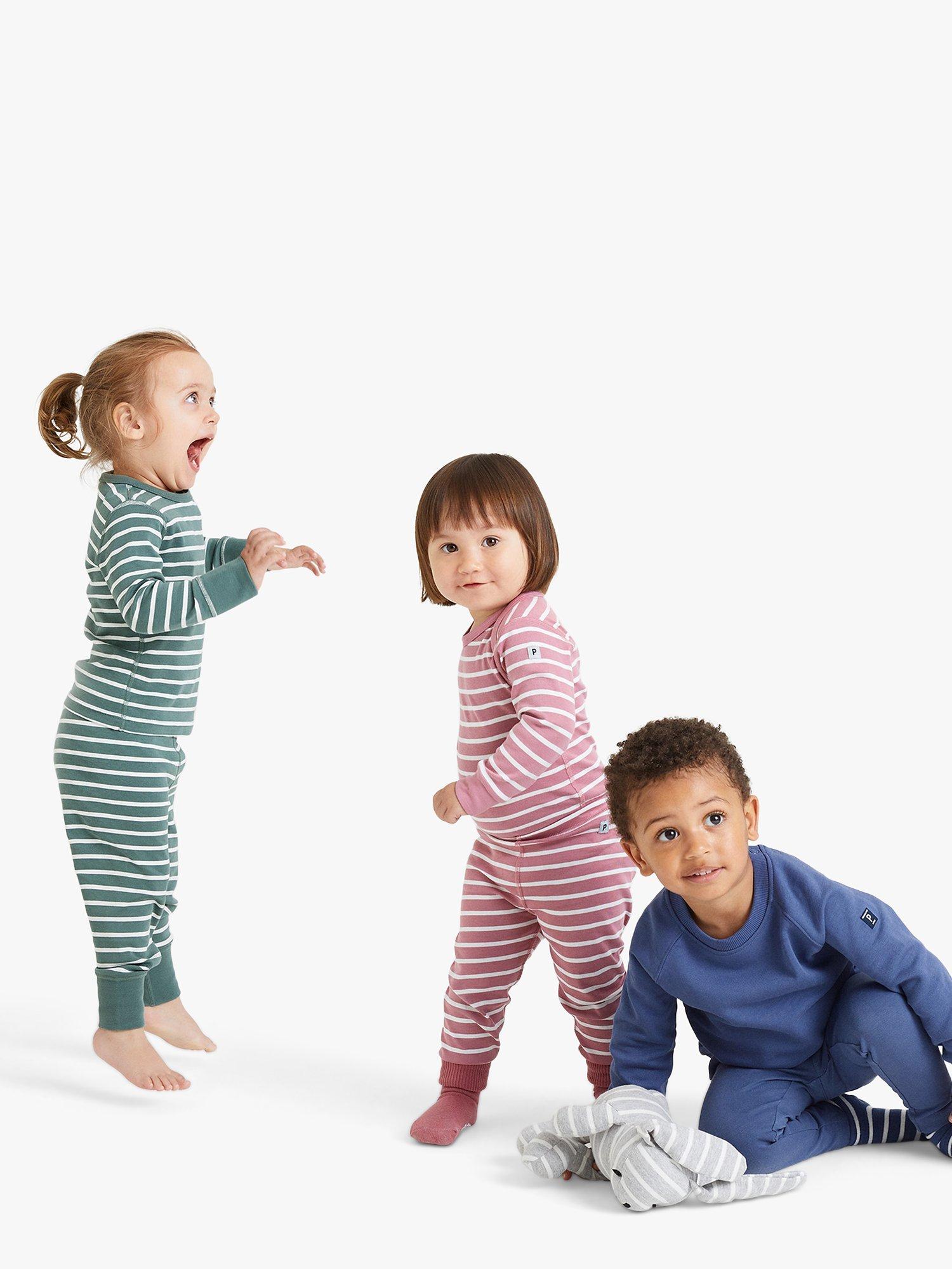 Polarn O. Pyret Kids' Organic Cotton Stripe Leggings, Pink