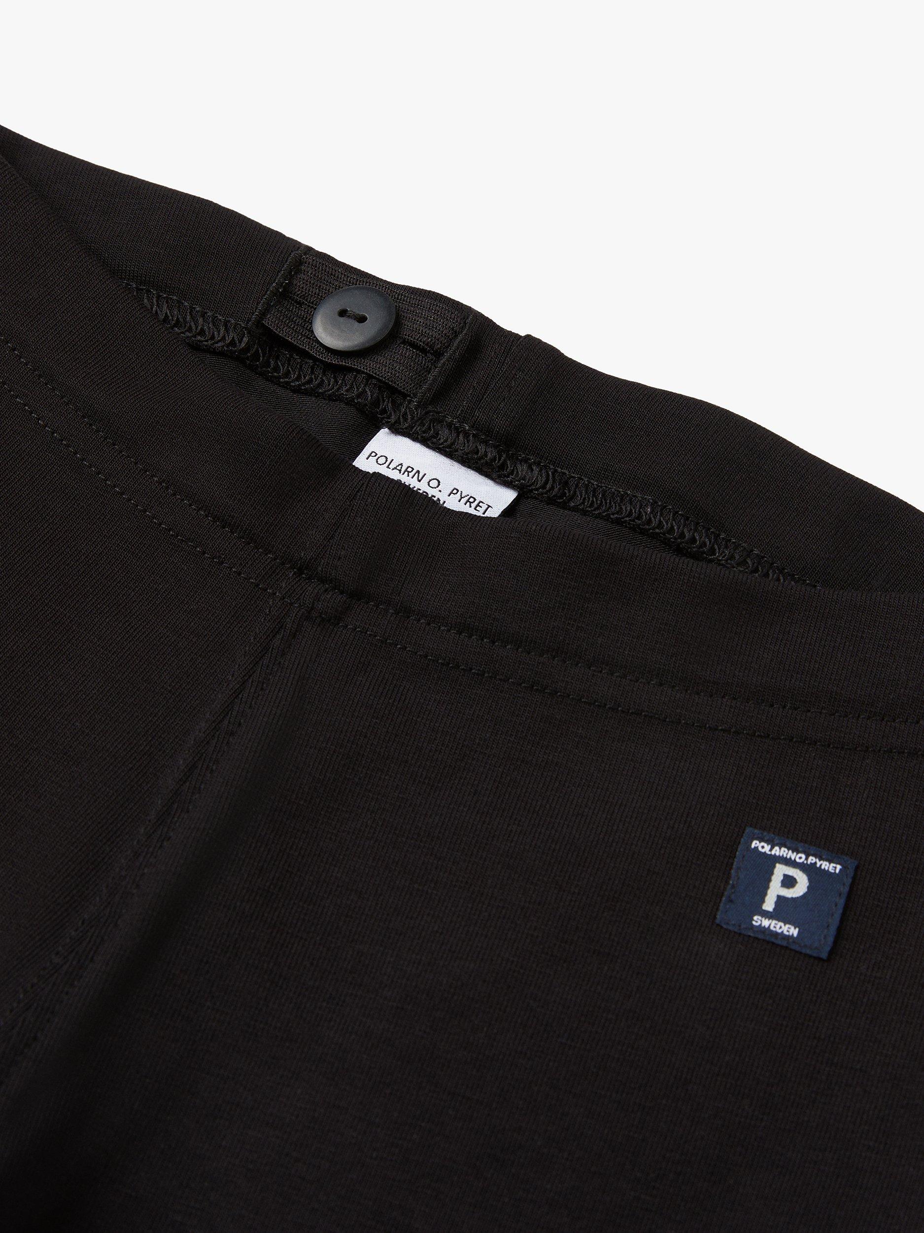 Product image 2 of 2, which shows Polarn O. Pyret Baby GOTS Organic Cotton Adjustable Waist Leggings, Black, 1-2 months