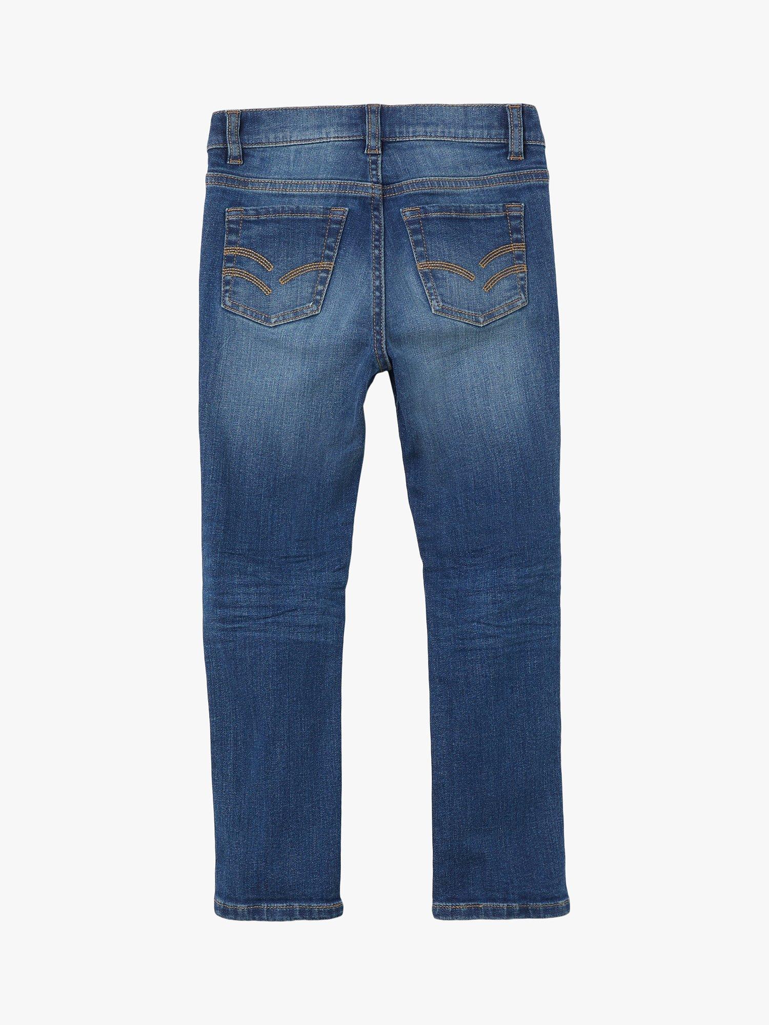 Product image 2 of 5, which shows Polarn O. Pyret Kids' Slim Fit Jeans, Blue, 12-18 months