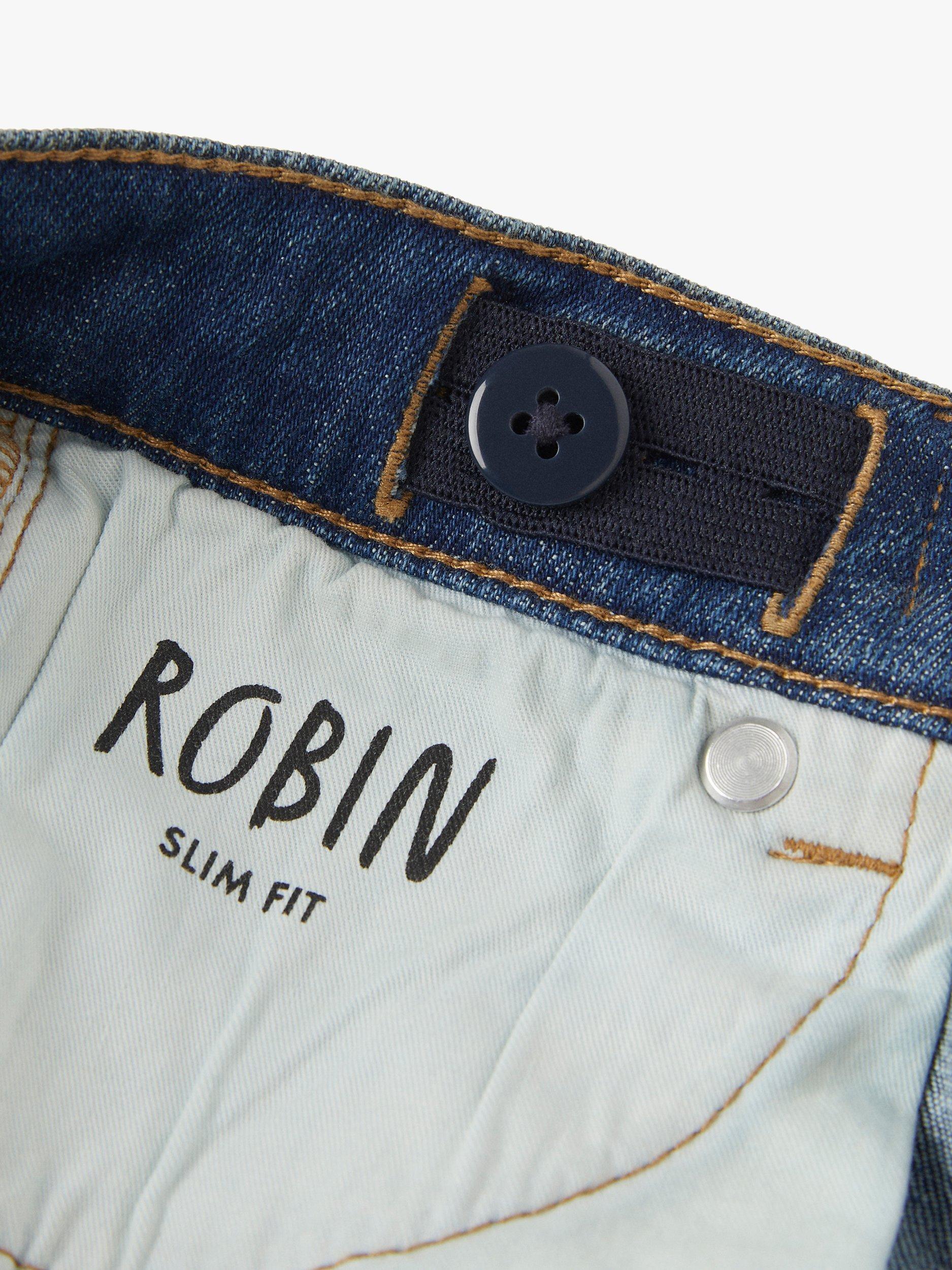 Product image 3 of 5, which shows Polarn O. Pyret Kids' Slim Fit Jeans, Blue, 12-18 months