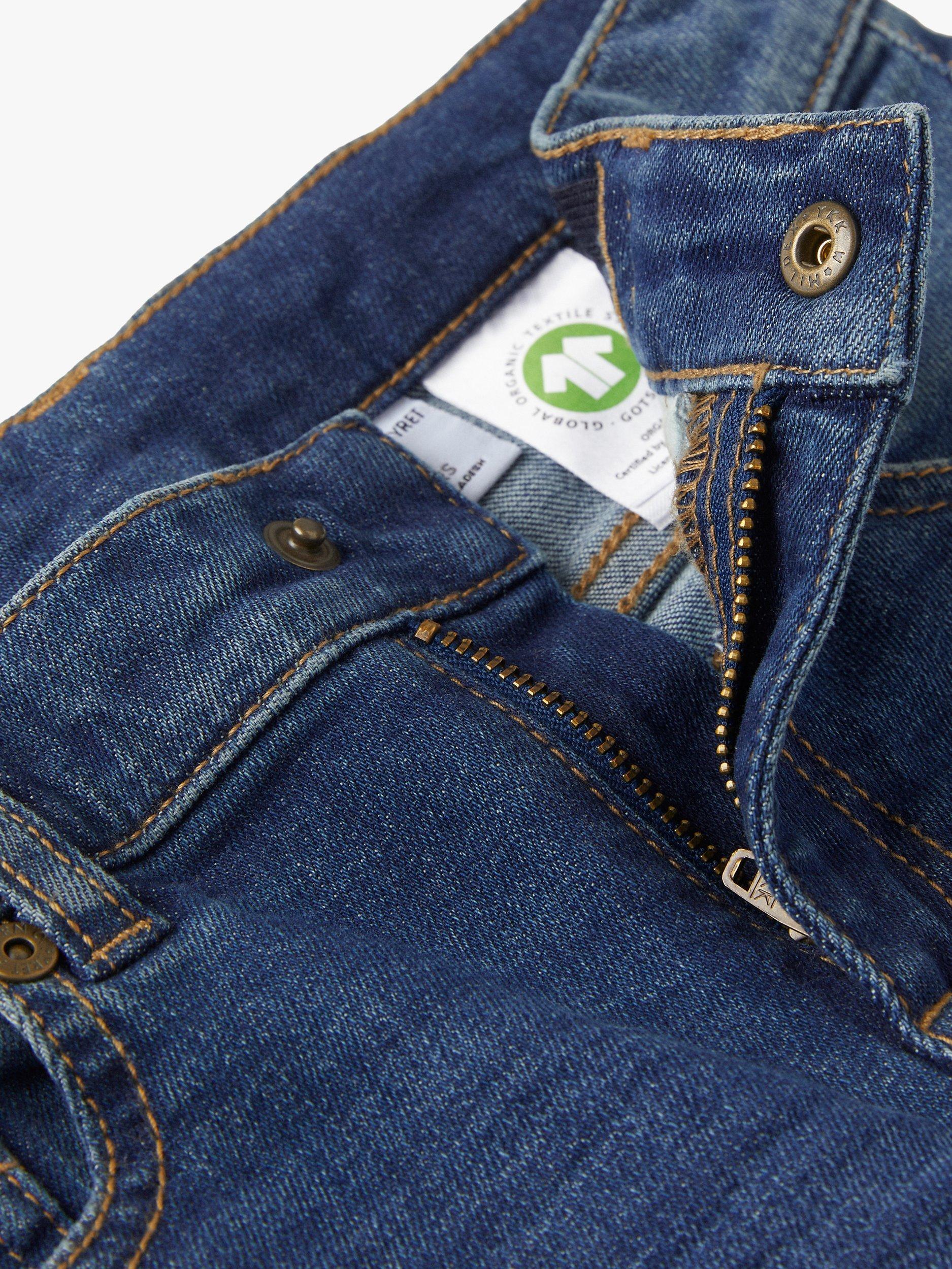 Product image 4 of 5, which shows Polarn O. Pyret Kids' Slim Fit Jeans, Blue, 12-18 months