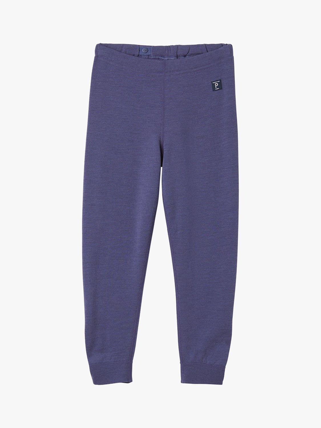 Polarn O. Pyret Kids' Terry Merino Wool Adjustable Waist Long Johns, Blue