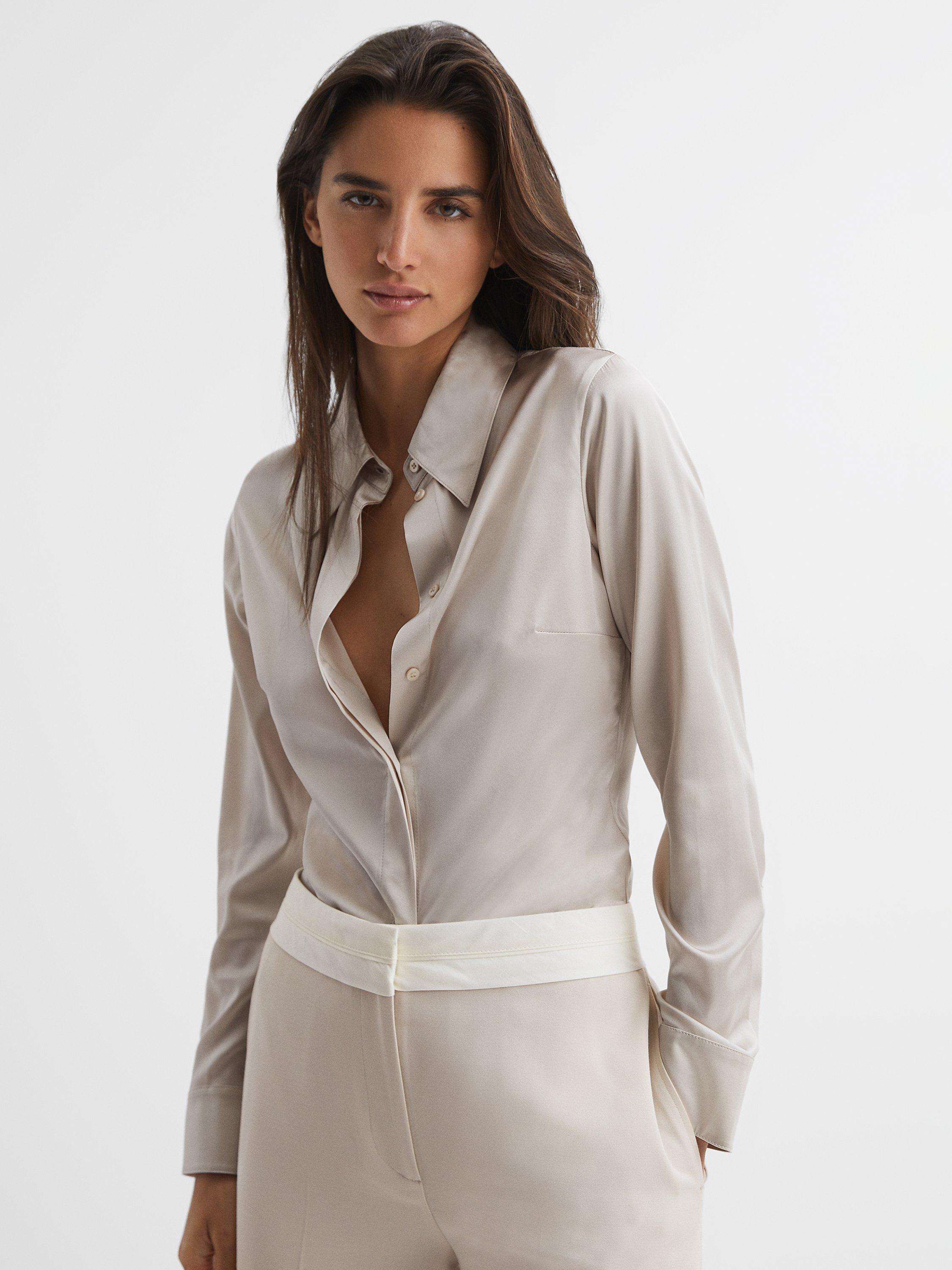 Reiss Sofia Silk Blend Blouse, Nude