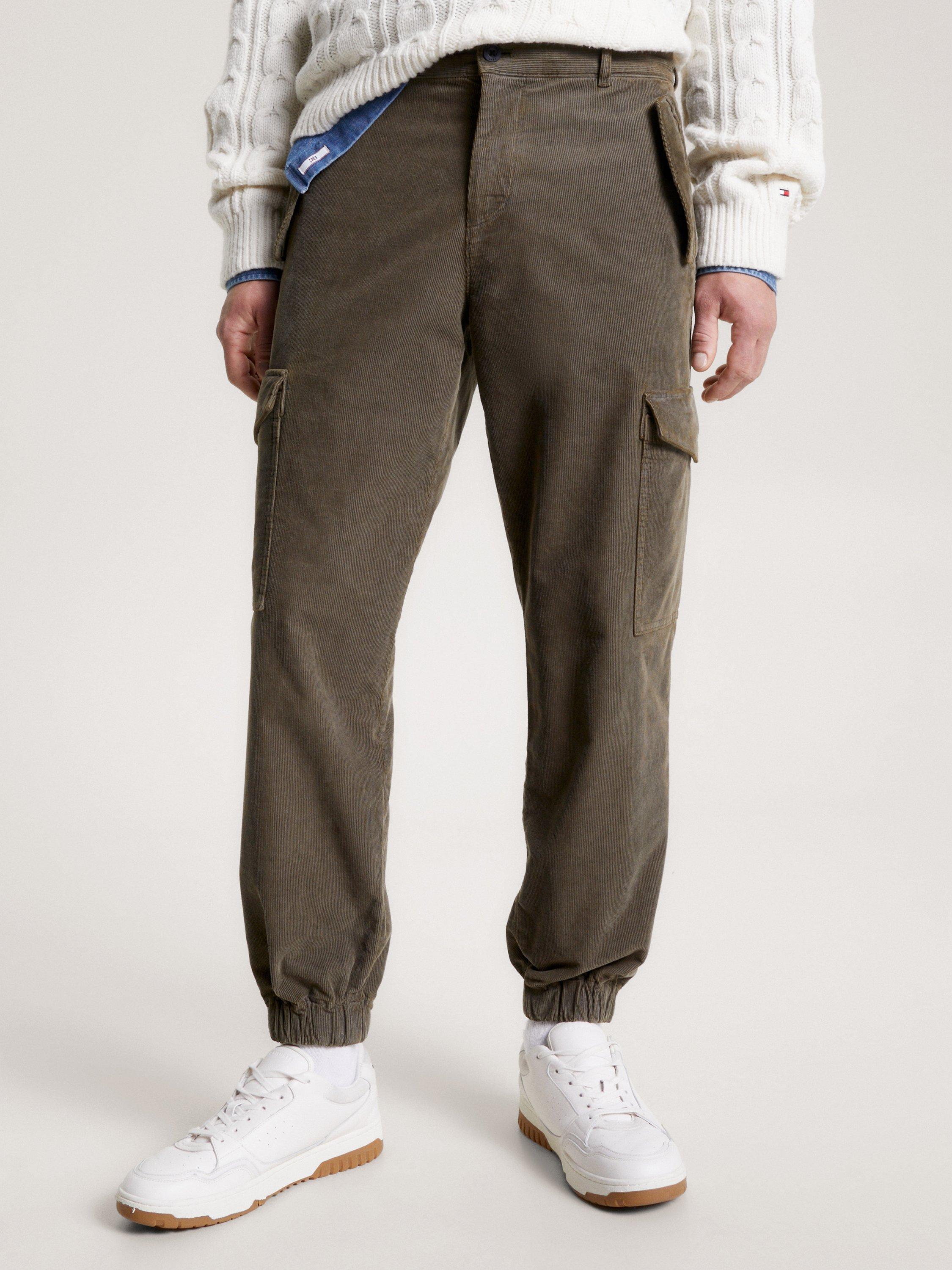 Tommy Hilfiger Cotton Blend Corduroy Cargo Trousers, Army Green