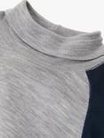 Polarn O. Pyret Kids' Thermal Fine Knit Merino Wool Top, Blue/Grey