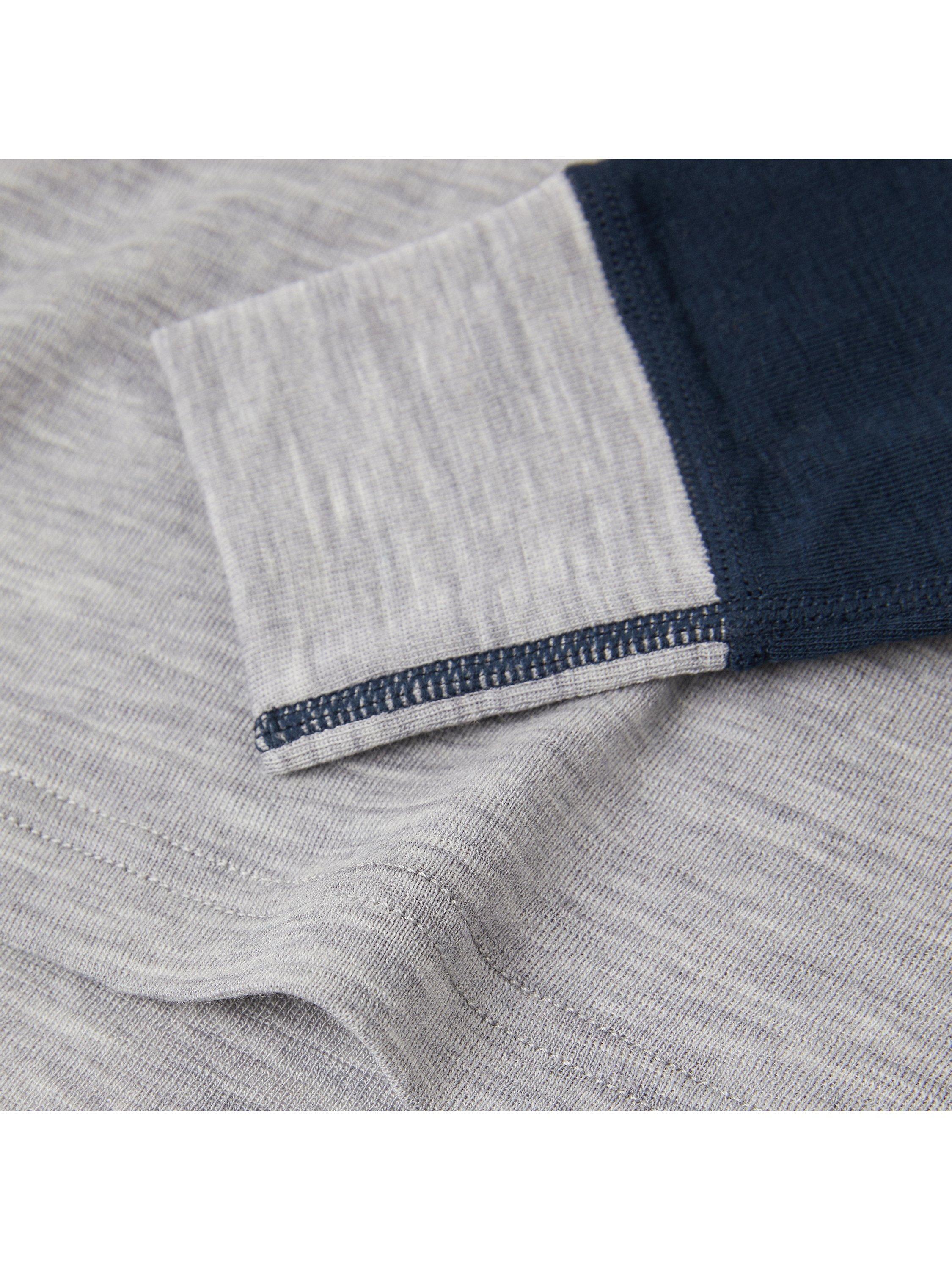 Product image 3 of 3, which shows Polarn O. Pyret Kids' Thermal Fine Knit Merino Wool Top, Blue/Grey, 6-12 months