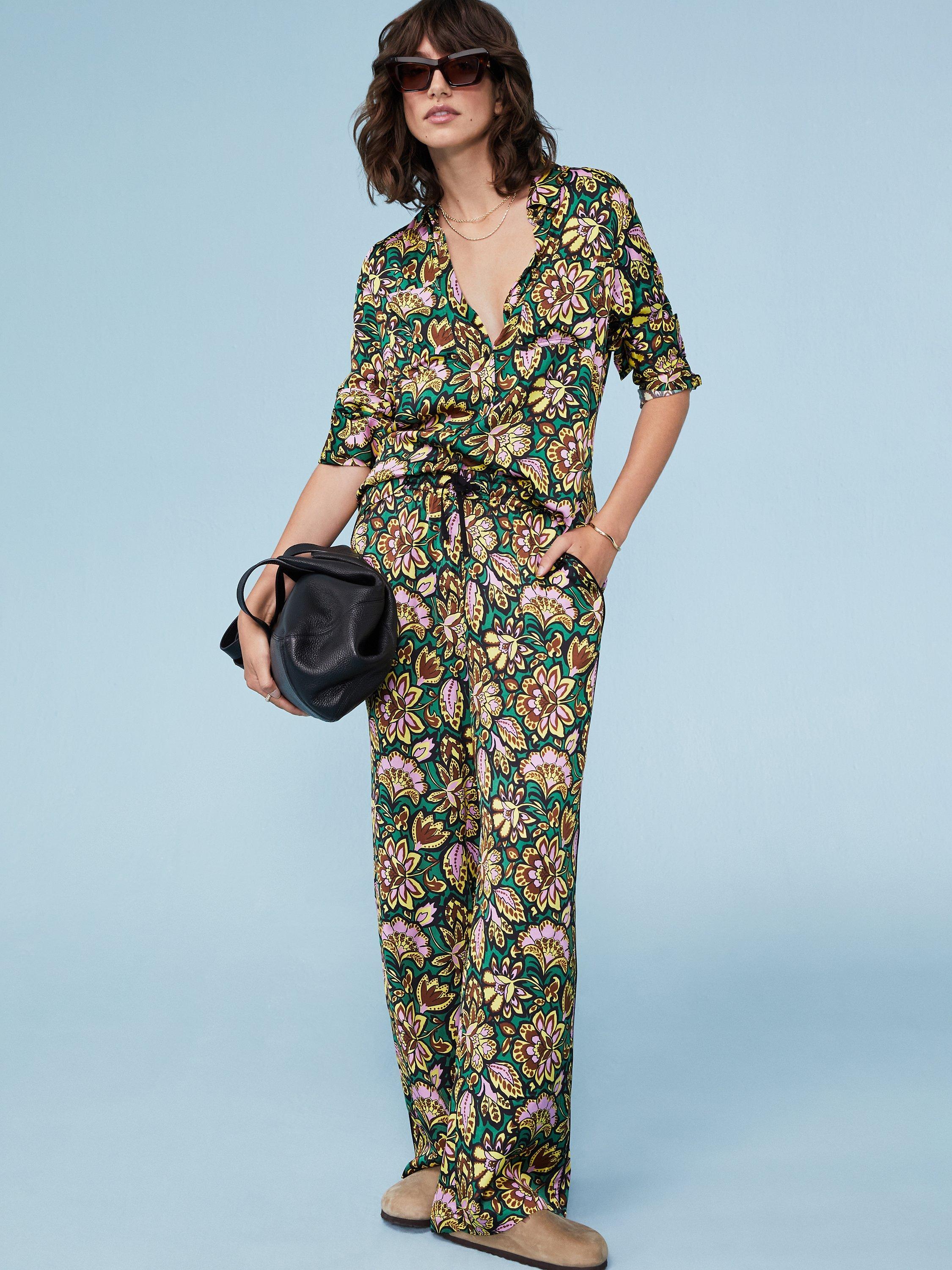 Baukjen Mandy Floral Trousers, Emerald/Multi