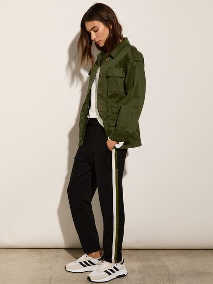 Baukjen Jay Side Stripe Trousers containing LENZING™ ECOVERO™ Viscose - view 2, Caviar Black/Olive