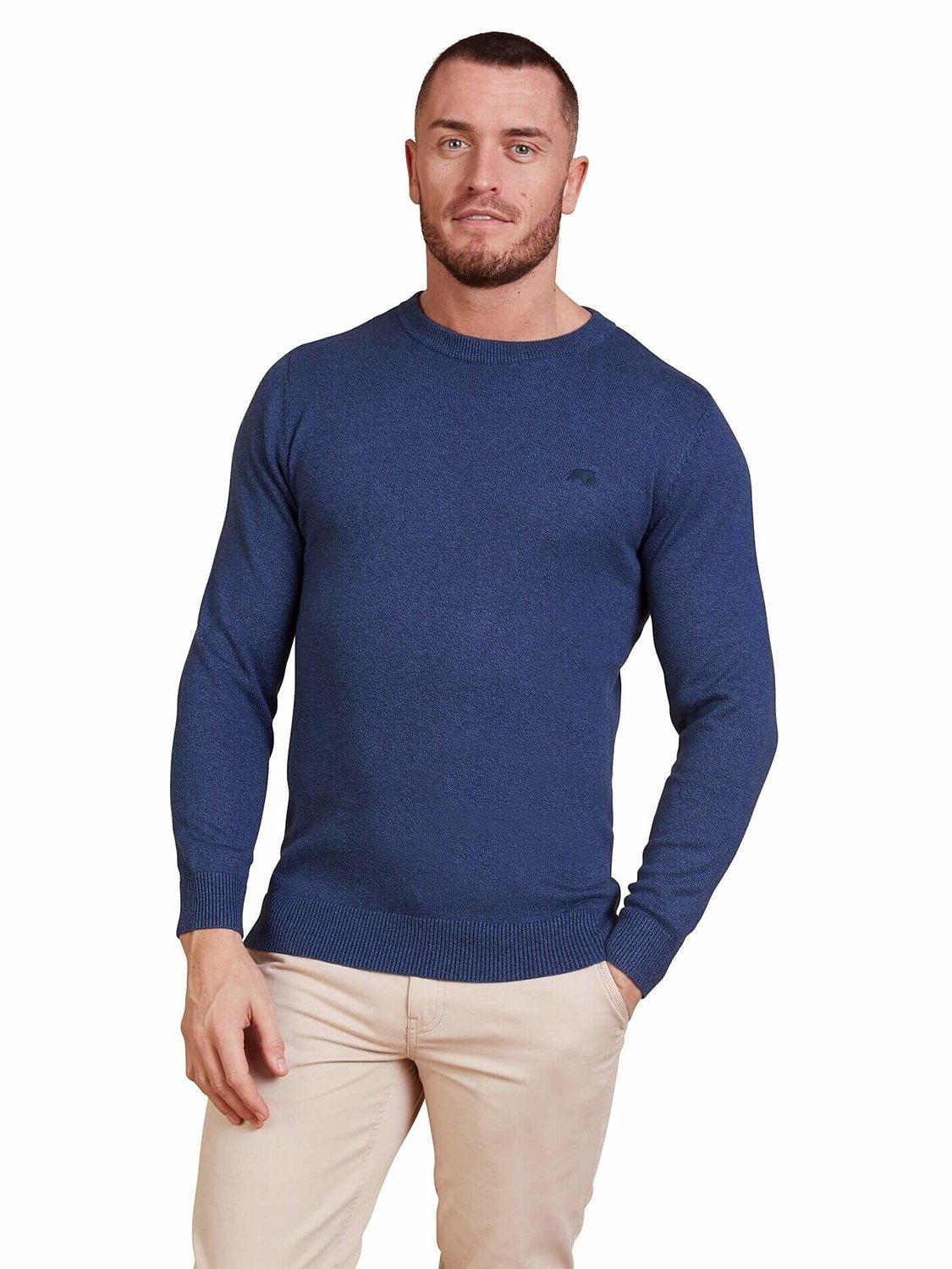 Raging Bull Lightweight Crew Neck Jumper, Smart Denim