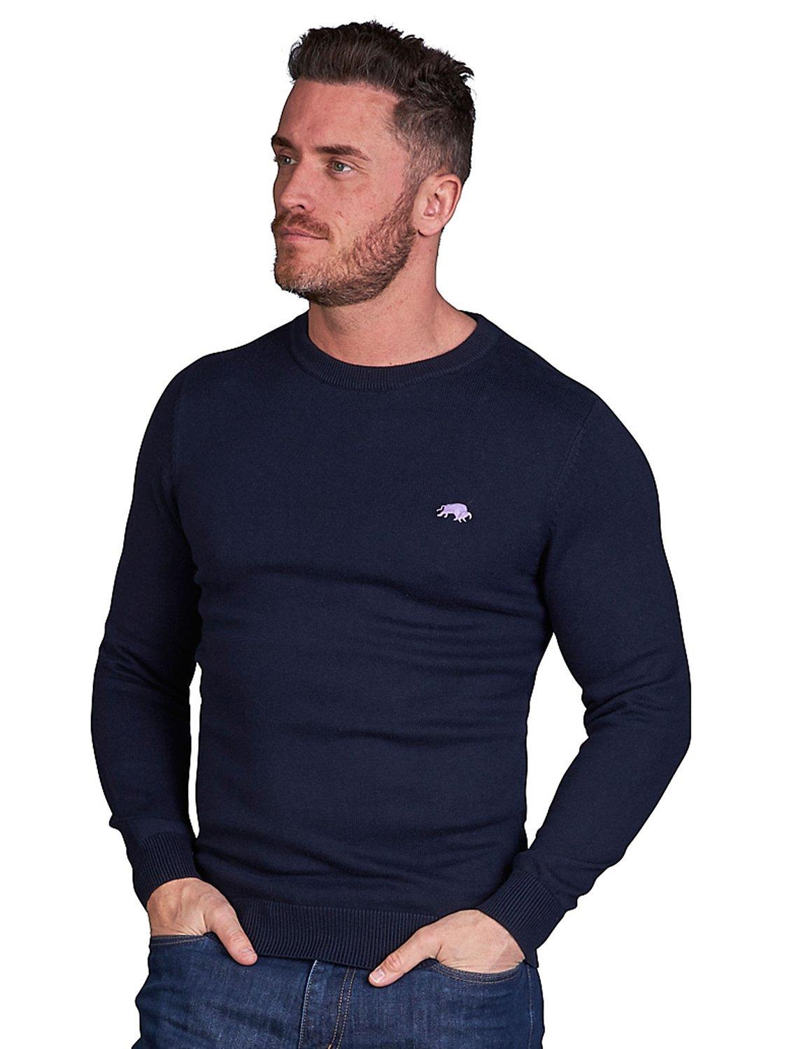 Raging Bull Crew Neck Organic Cotton Jumper, Navy