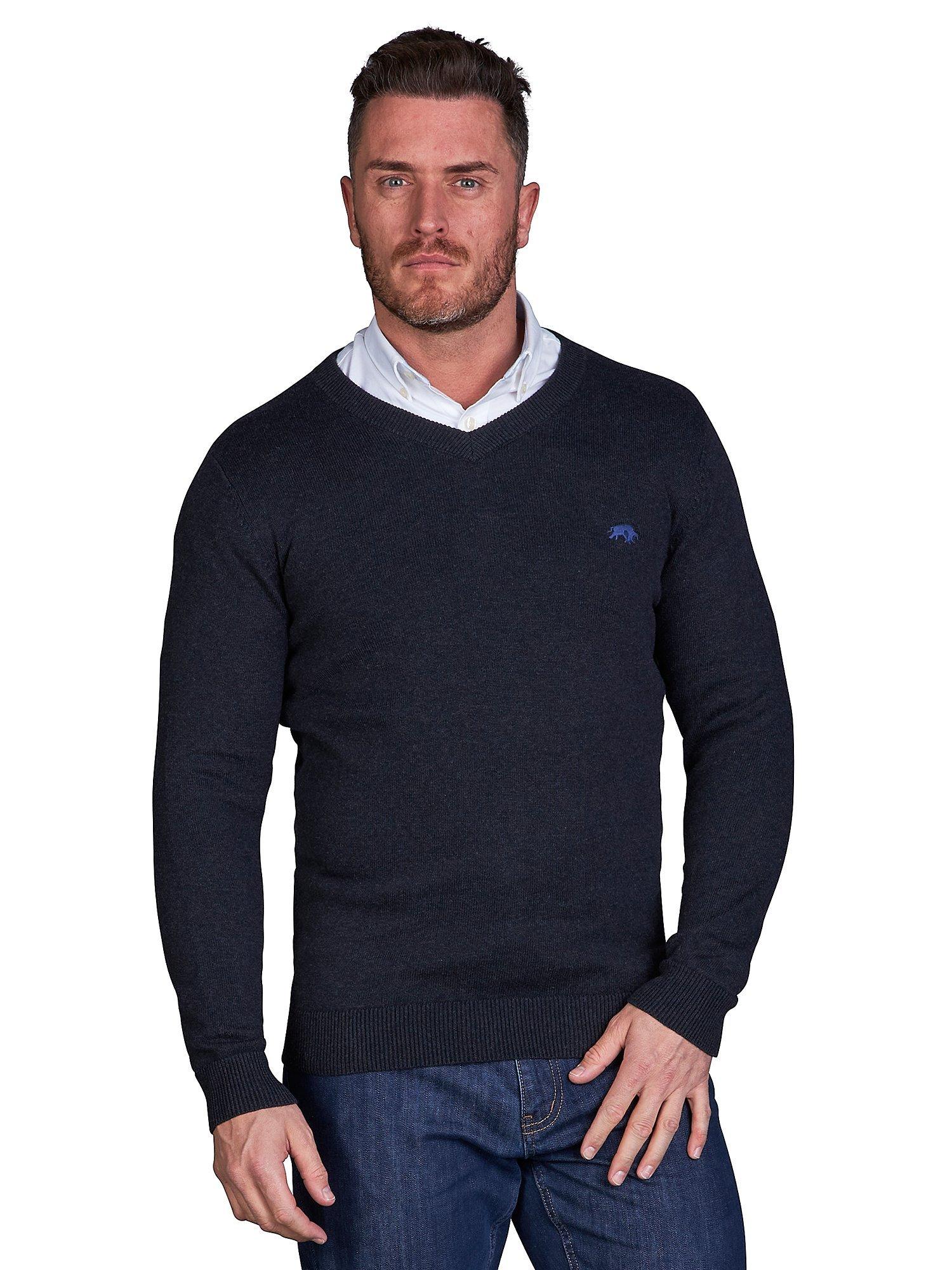 Raging Bull Cotton V-Neck Jumper, Black