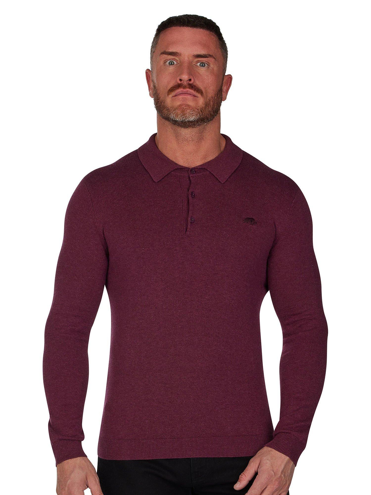 Raging Bull Long Sleeve Knitted Polo Shirt