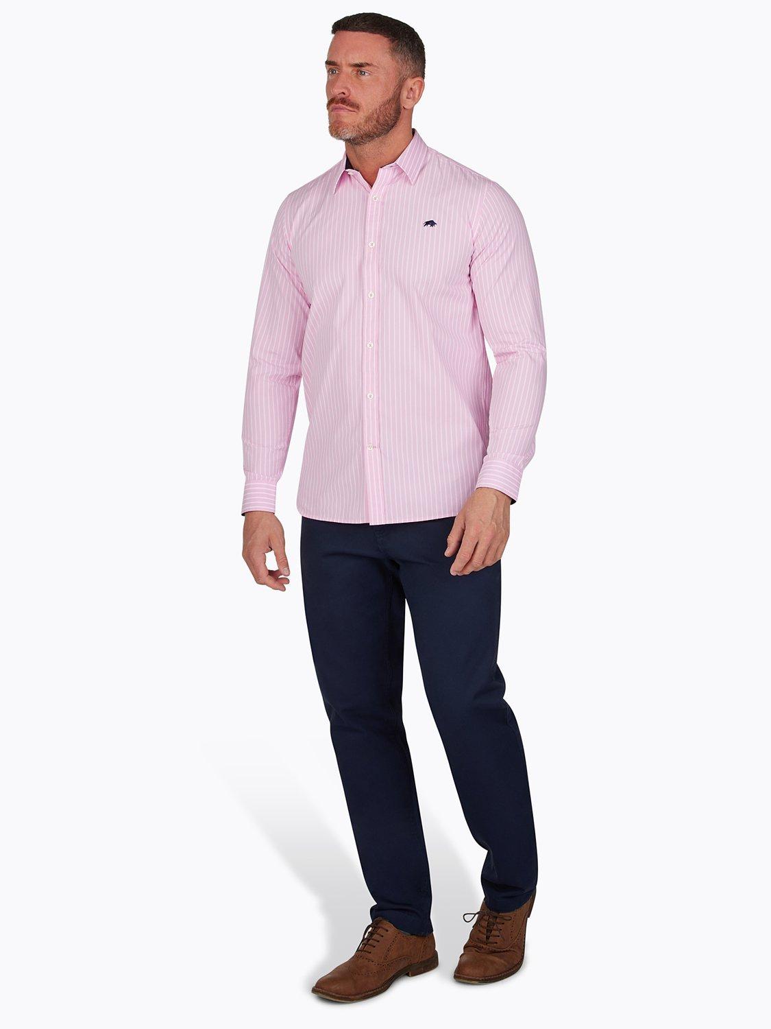 Product image 3 of 10, which shows Raging Bull Classic Long Sleeve Stripe Shirt, Pink, S