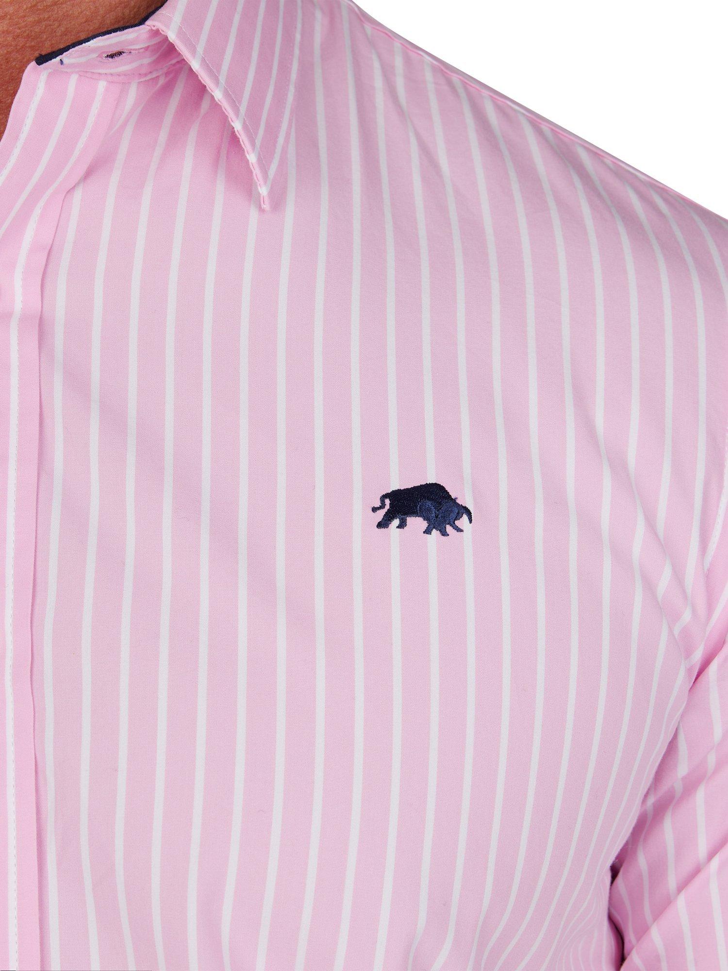 Product image 6 of 10, which shows Raging Bull Classic Long Sleeve Stripe Shirt, Pink, S