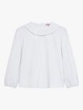 Trotters Kids' Lottie Pleated Collar Jersey Blouse, White