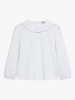 Trotters Kids' Lottie Pleated Collar Jersey Blouse, White, White