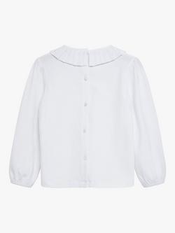 Trotters Kids' Lottie Pleated Collar Jersey Blouse, White - view 2, White