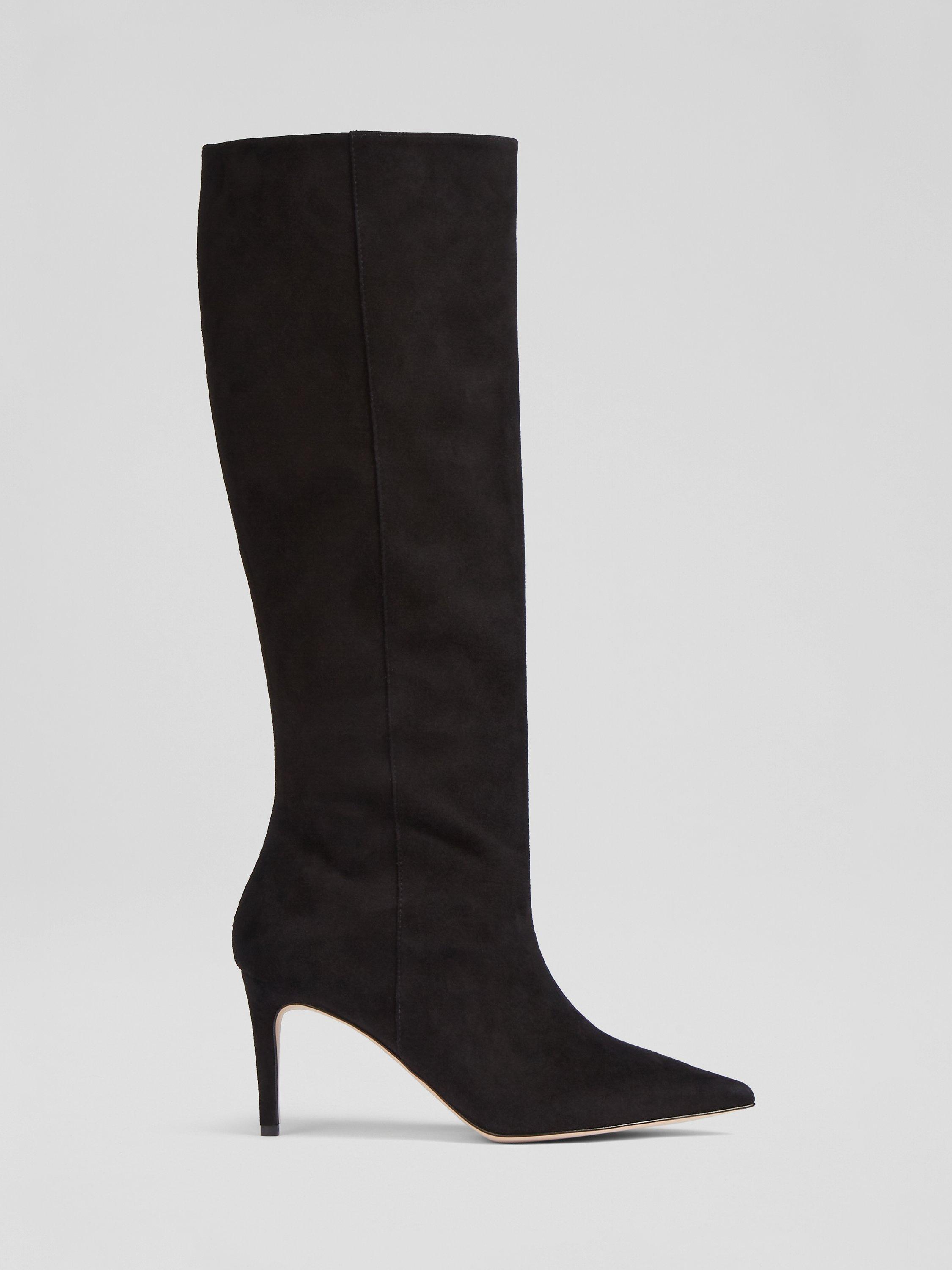 L.K.Bennett Astrid Suede Knee Boots, Black