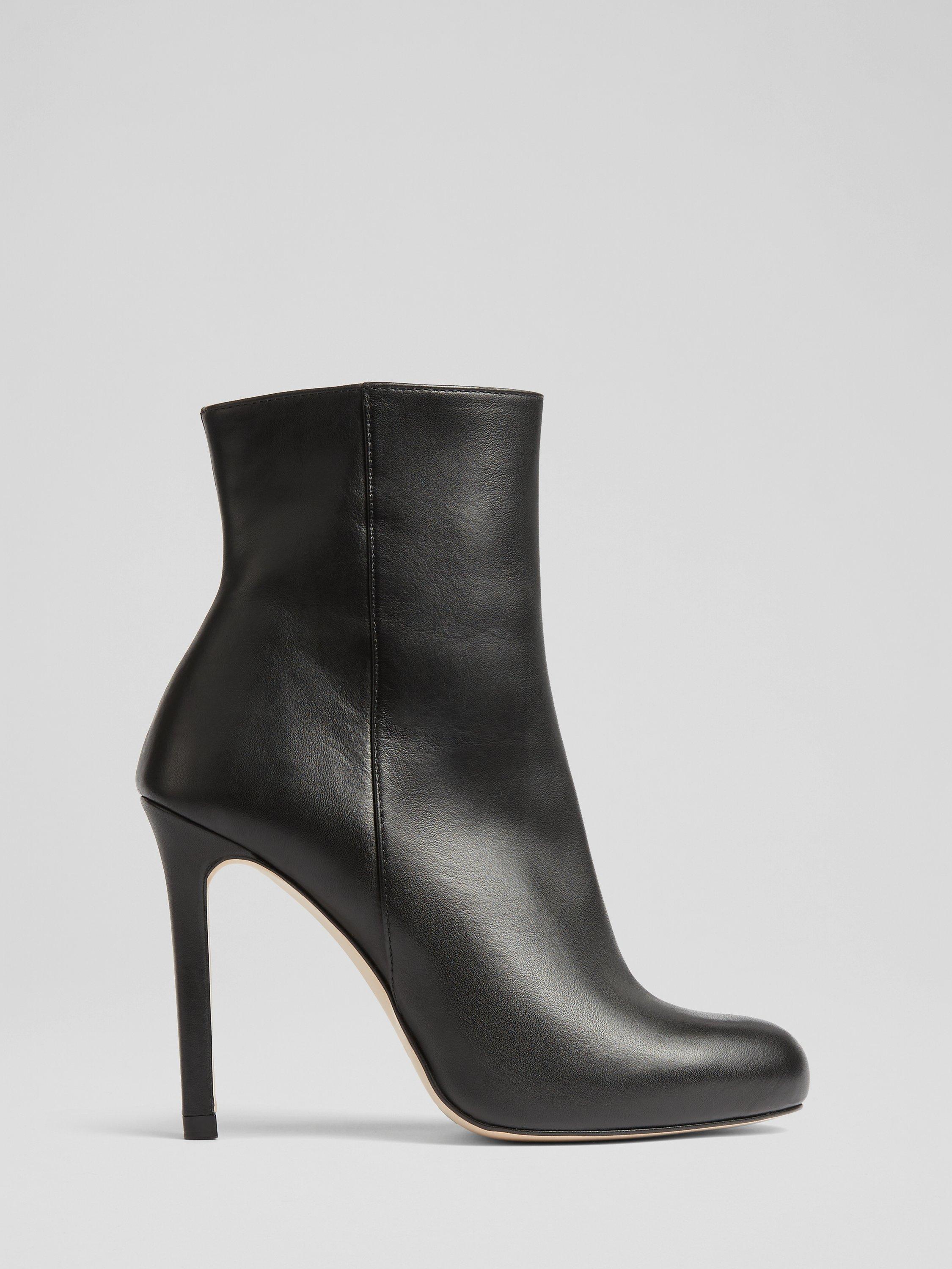 L.K.Bennett Nolan Stiletto Heel Leather Ankle Boots, Black