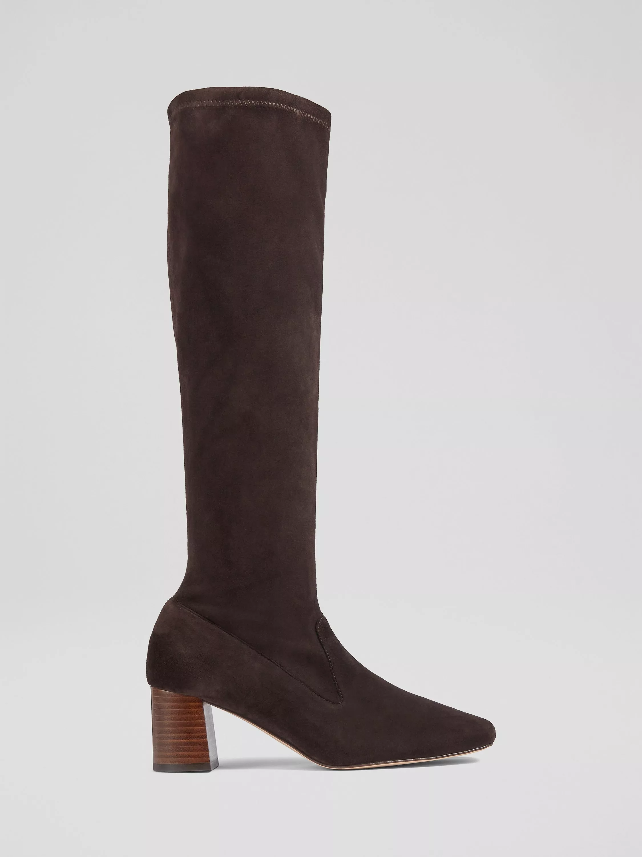 L.K.Bennett Davina Suede Knee High Boots Chocolate