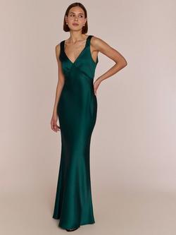 Rewritten Amelia Satin Maxi Dress, Forest Green