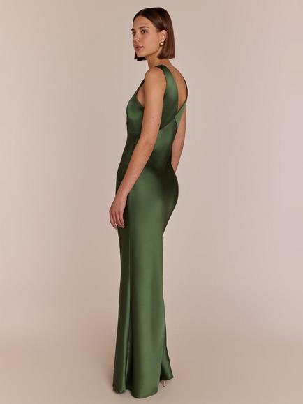 Rewritten Amelia Satin Maxi Dress, Green