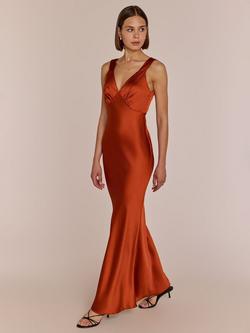 Rewritten Amelia Satin Maxi Dress, Burnt Orange