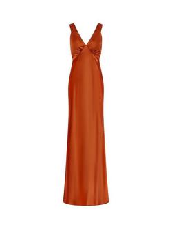 Rewritten Amelia Satin Maxi Dress - view 2, Burnt Orange