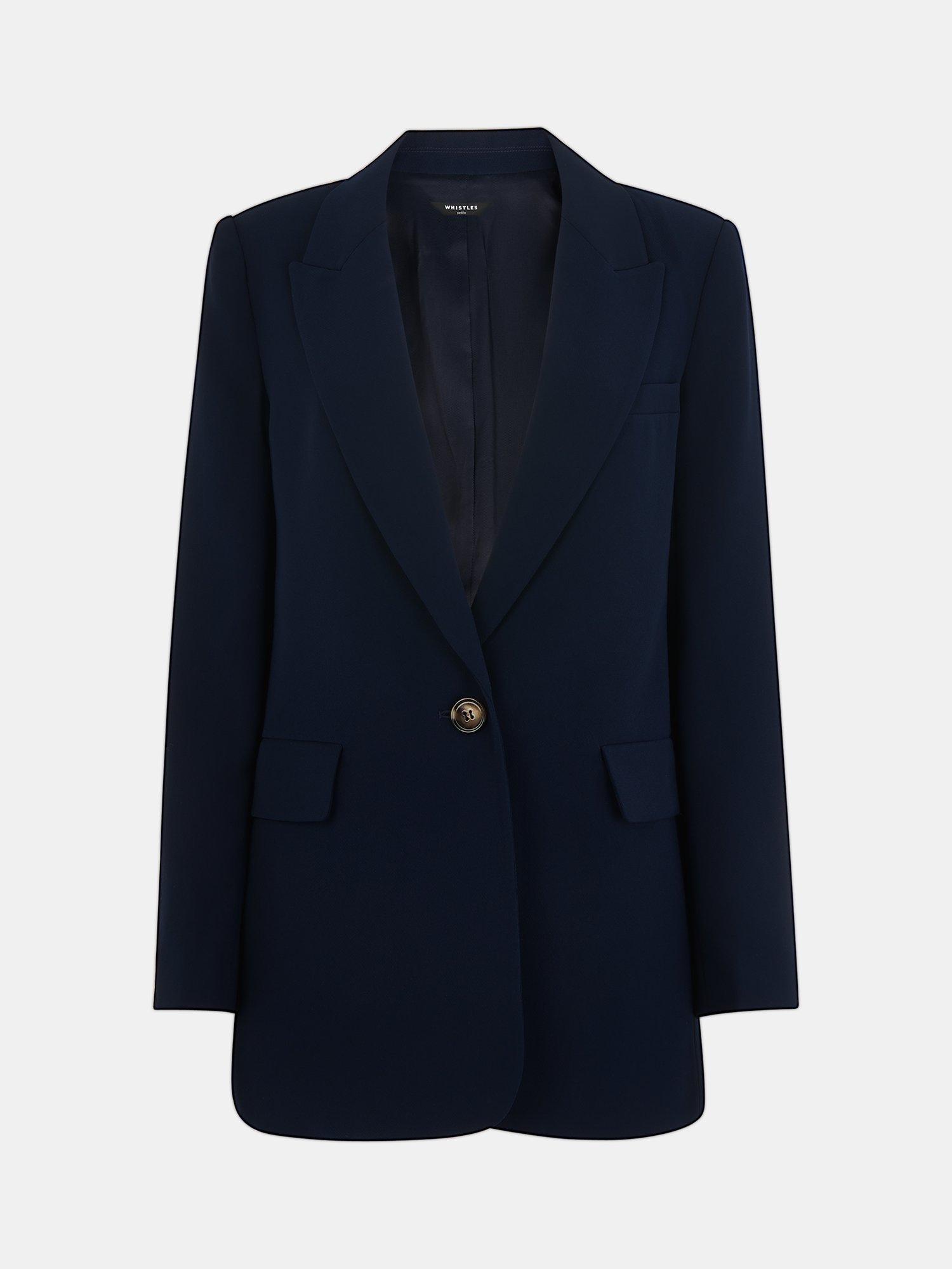 Product image 5 of 5, which shows Whistles Petite Crepe Boyfriend Blazer, Navy, 12