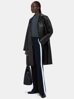 Whistles Petite Crepe Side Stripe Trousers, Black/Multi, Blue/Multi