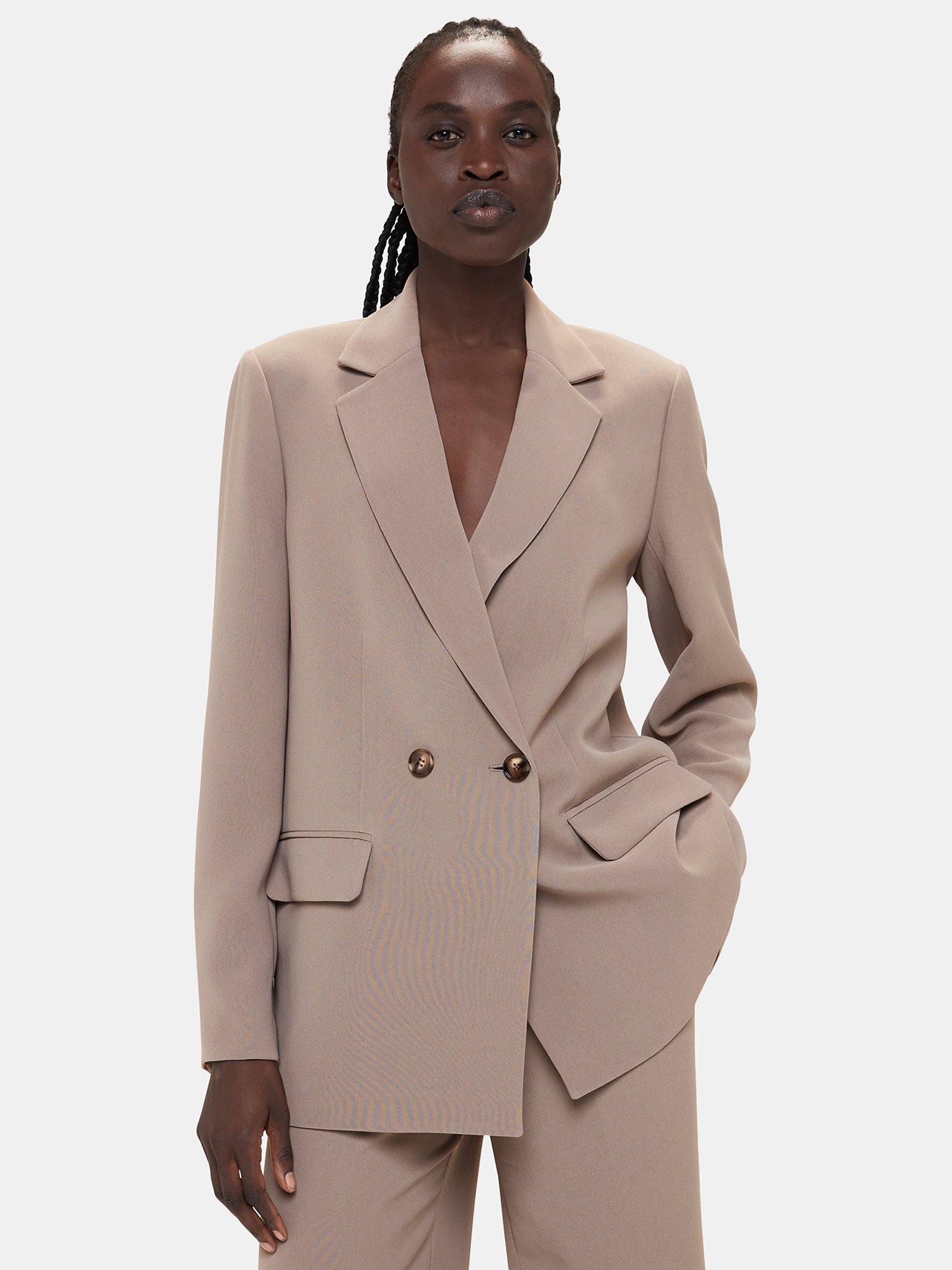 Whistles Nina Double Breasted Blazer Taupe