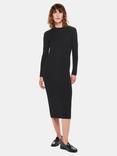 Whistles Ribbed Knitted Midi Dress, Black