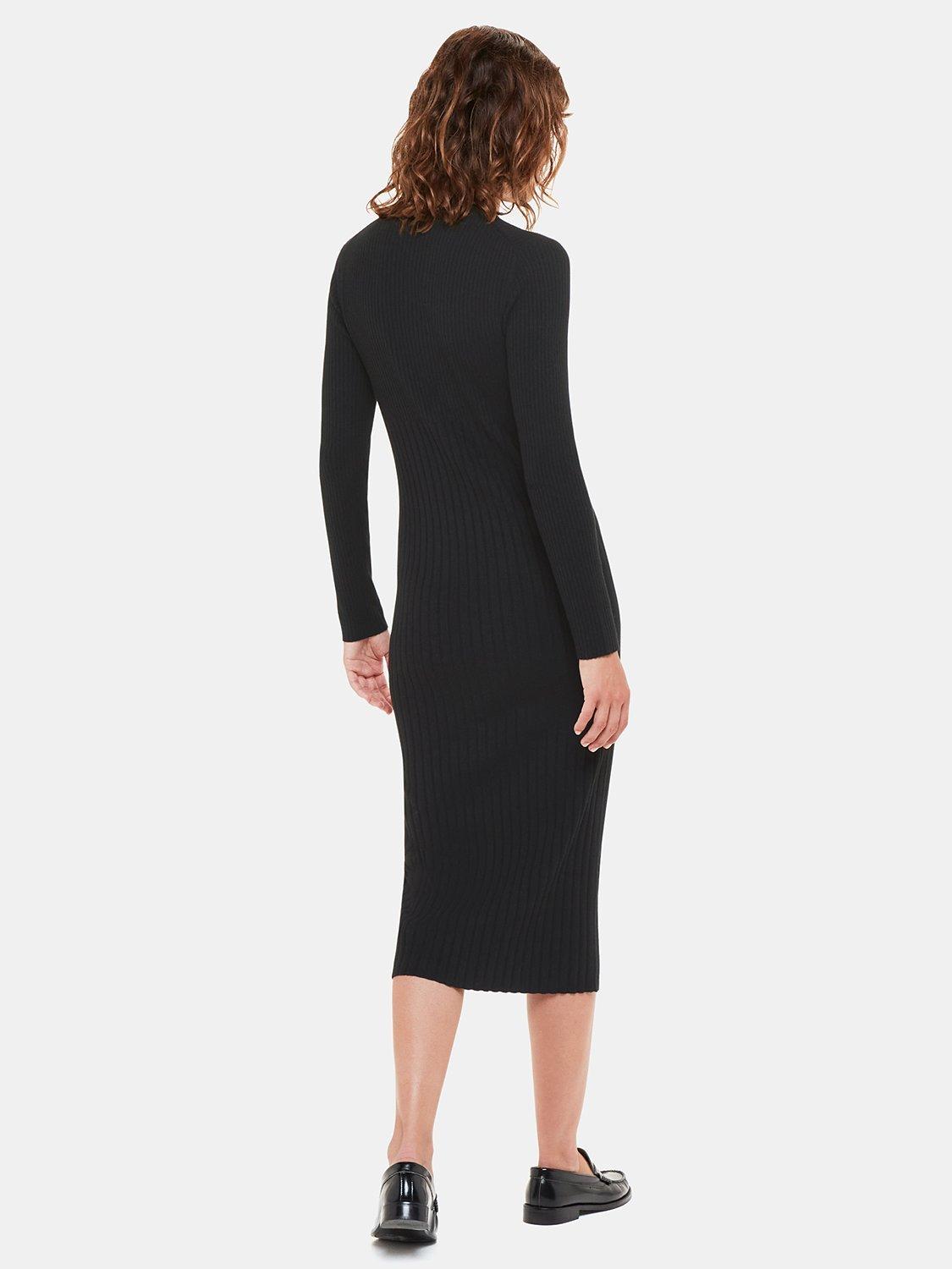 Product image 2 of 5, which shows Whistles Ribbed Knitted Midi Dress, Black, 6