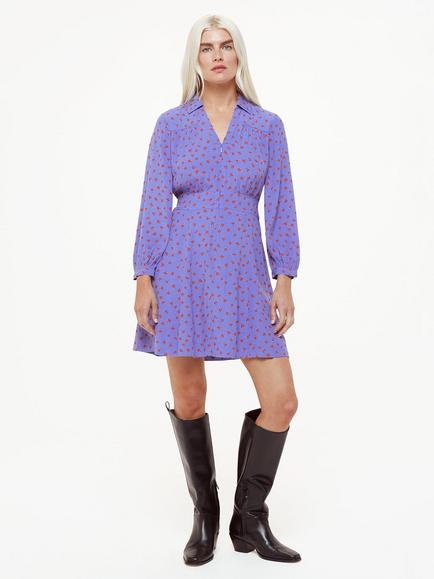 Whistles Petite Scattered Petal Print Dress, Purple/Red, Purple/Red