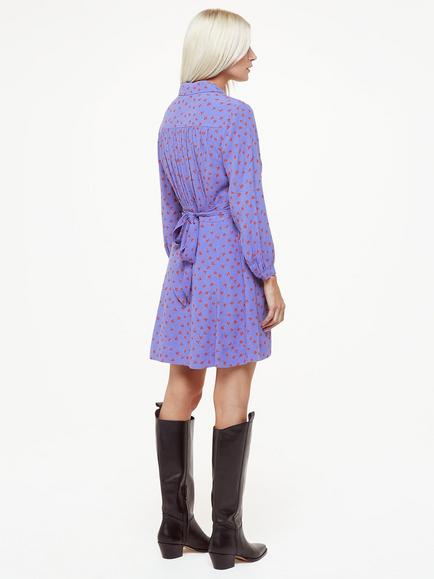 Whistles Petite Scattered Petal Print Dress, Purple/Red - view 2, Purple/Red