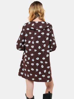 Whistles Watercolour Daisy Poplin Mini Dress, Brown/Multi - view 2, Brown/Multi