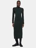 Whistles Ruched Sleeve Jersey Midi Dress, Dark Green