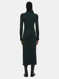 Whistles Ruched Sleeve Jersey Midi Dress, Dark Green