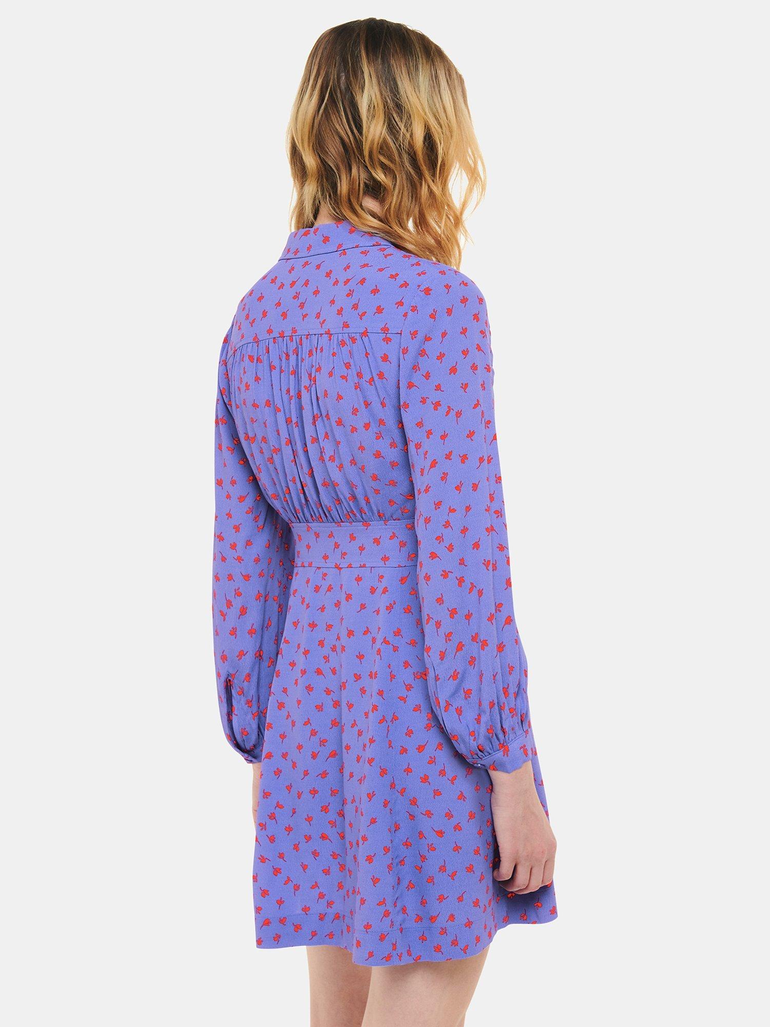 Product image 2 of 6, which shows Whistles Scattered Petal Print Mini Dress, Purple/Multi, 12