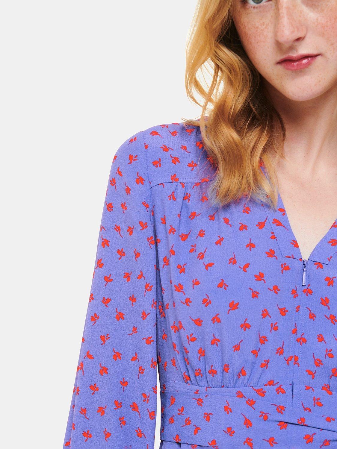 Product image 5 of 6, which shows Whistles Scattered Petal Print Mini Dress, Purple/Multi, 12