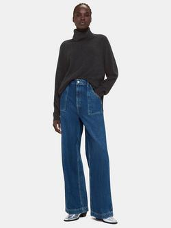 Whistles Cashmere Raglan Sleeve Roll Neck Jumper, Dark Grey