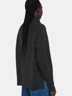 Whistles Cashmere Raglan Sleeve Roll Neck Jumper - view 2, Dark Grey