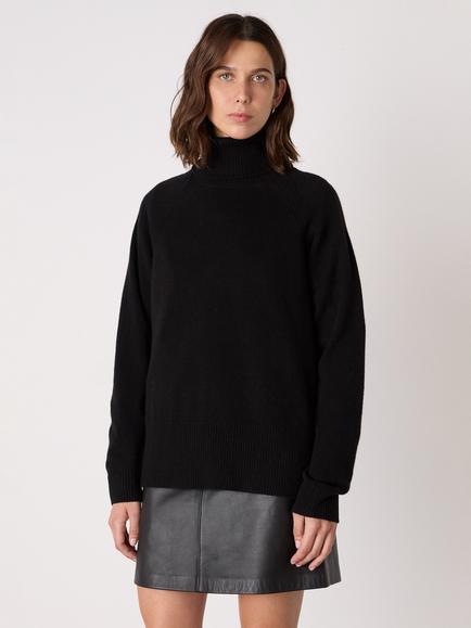 Whistles Cashmere Roll Neck Jumper, Black