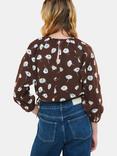 Whistles Watercolour Daisy Poplin Top, Brown/Multi