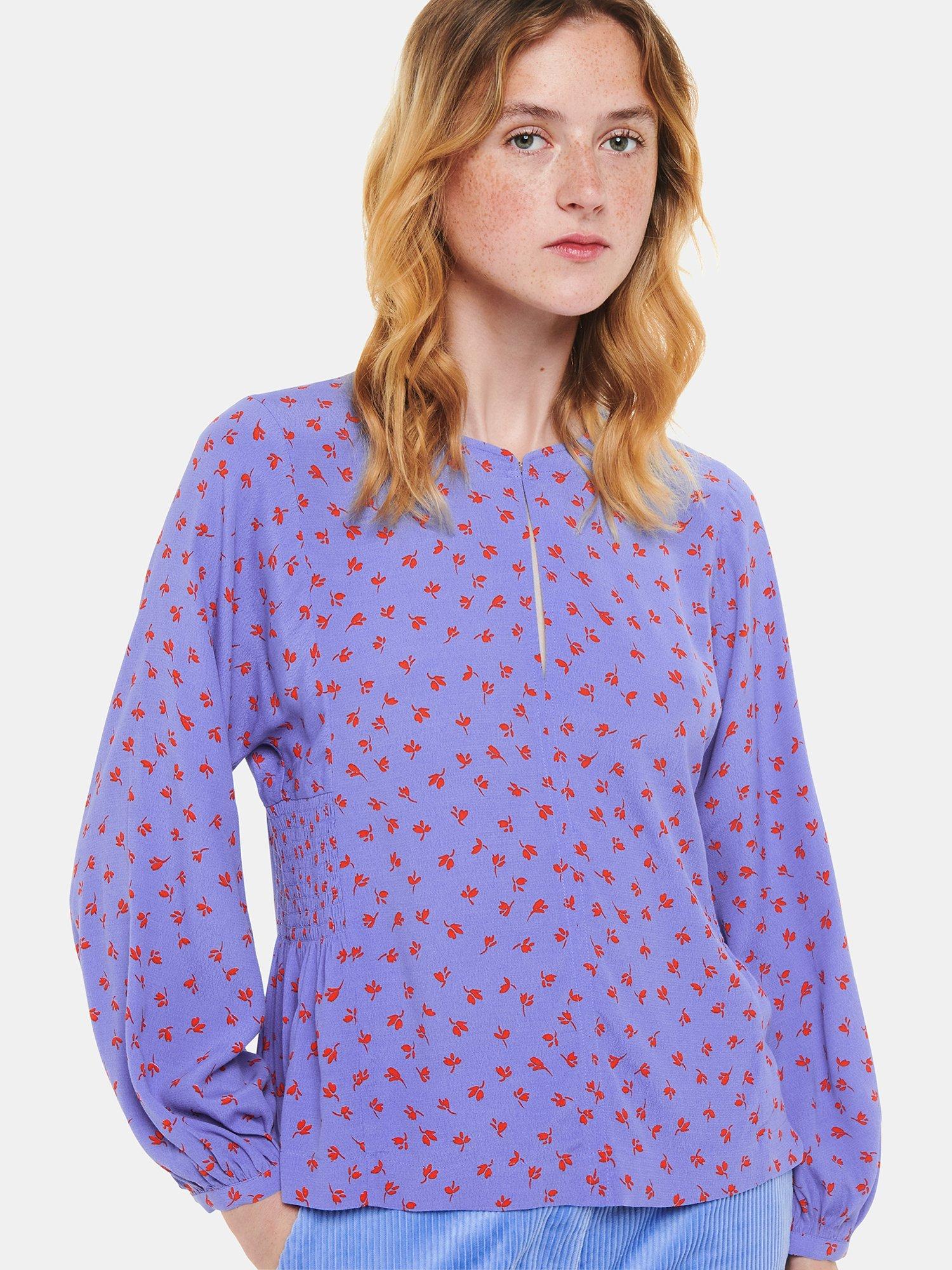 Whistles Scattered Petal Print Blouse, Purple/Red