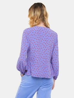 Whistles Scattered Petal Print Blouse, Purple/Red - view 2, Purple/Red