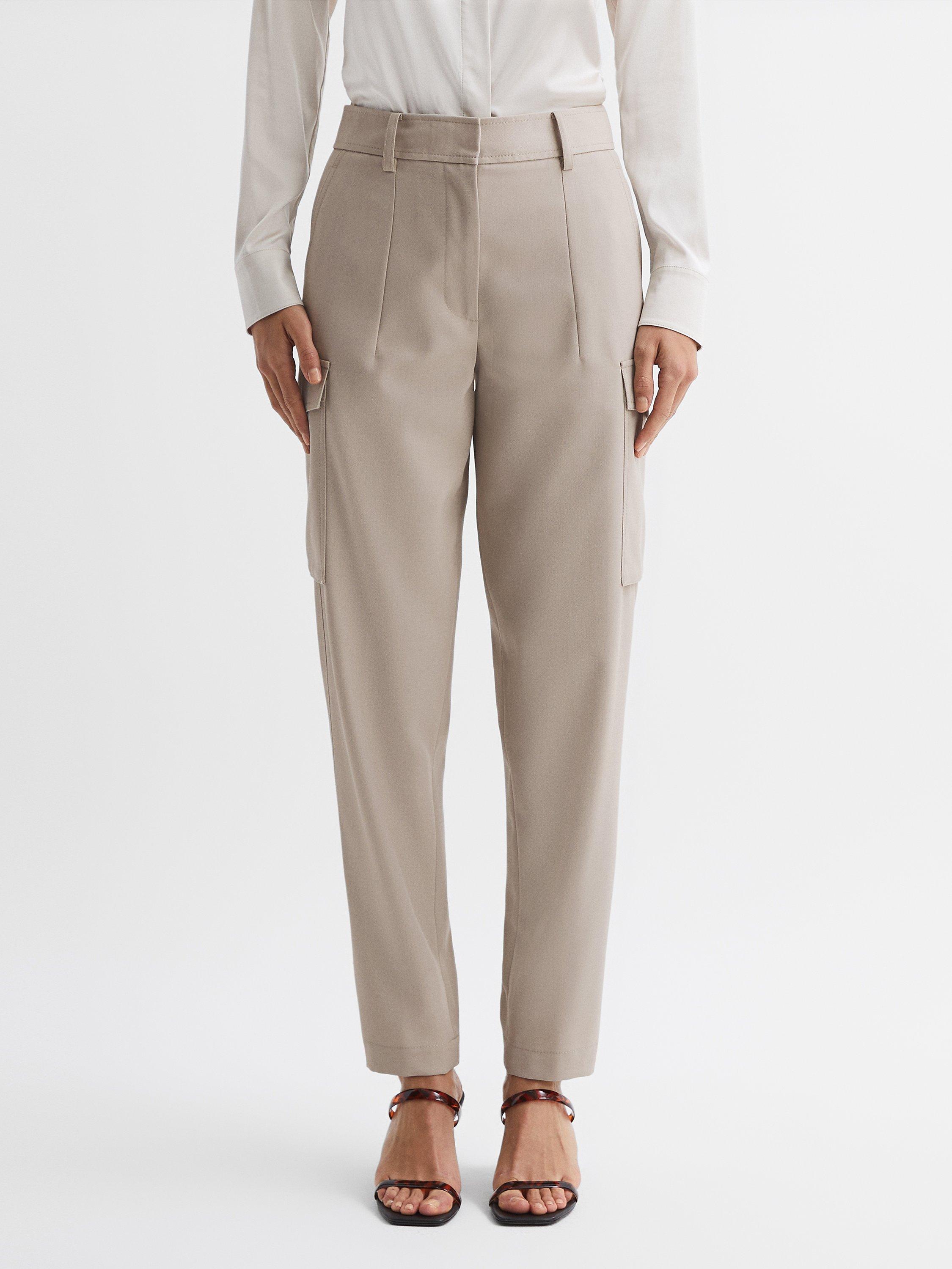 Reiss Violet Wool Blend Cargo Trousers