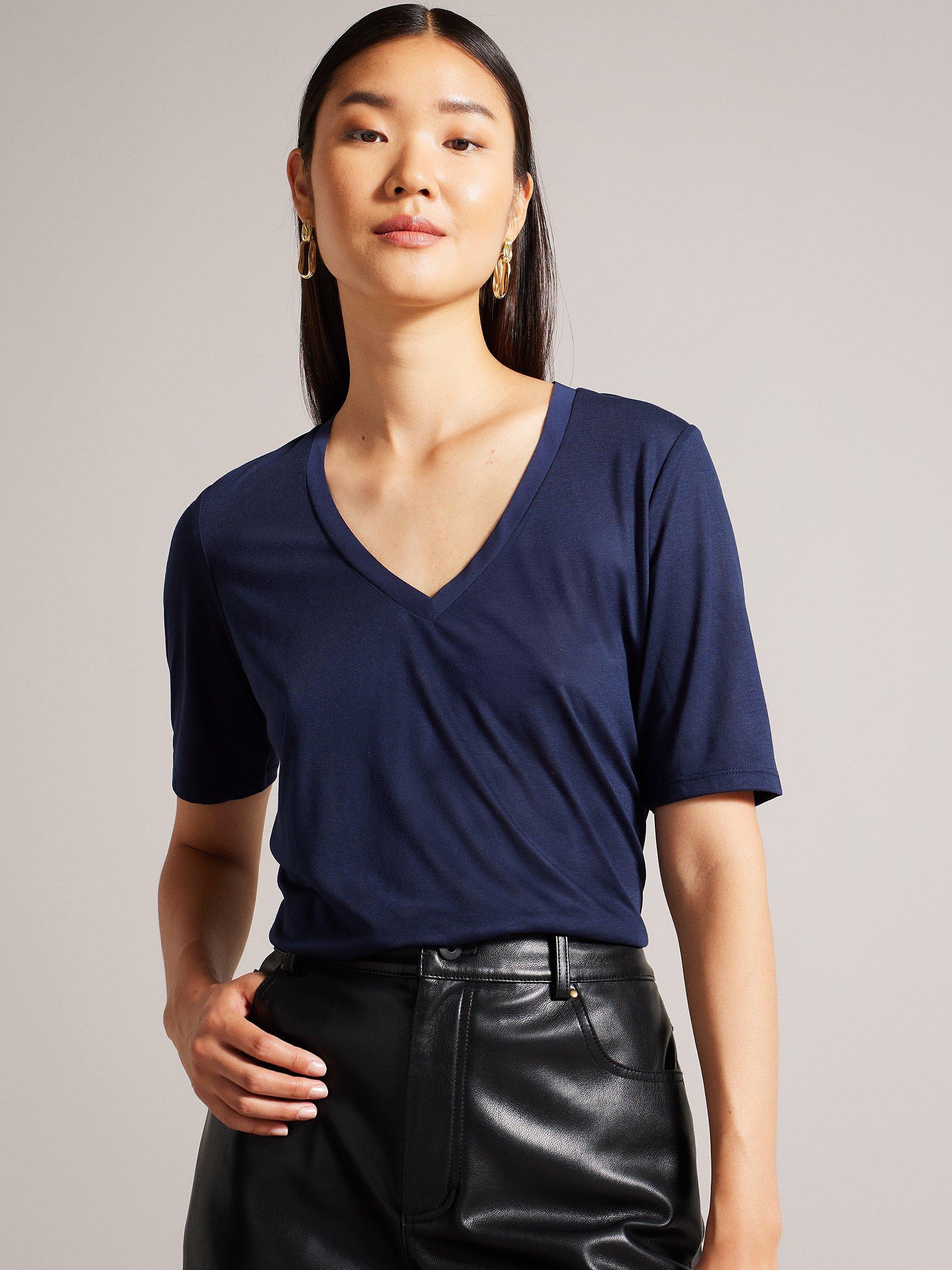 Ted Baker Kerika Easy Fit V-Neck T-Shirt, Blue Navy